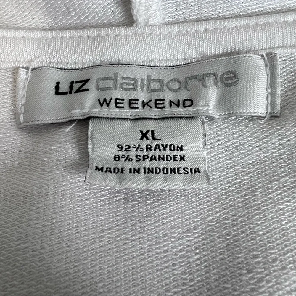 Liz Claiborne Weekend XL White Hooded Cap Sleeve Hi-Low Hem Top
